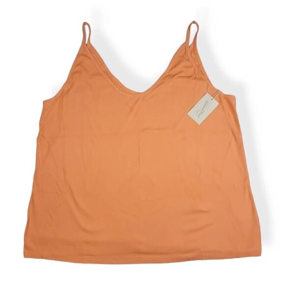 Universal Thread Orange Ribbed V-Neck Tank Top 4X - Picture 2 of 3